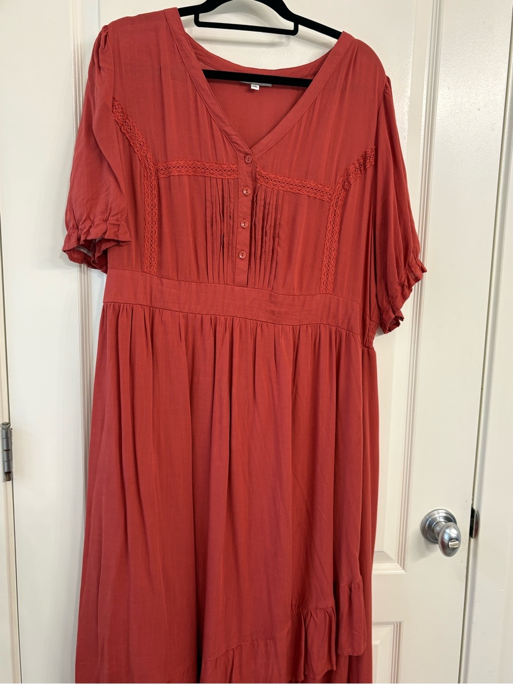 Baltic Born Marseille High-Low Midi Dress Puff  Sleeve Smocked Waist